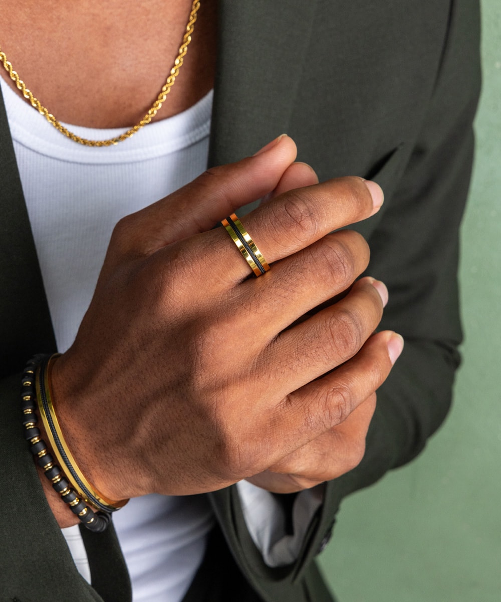 Navarch 6mm Ring Black | Gold