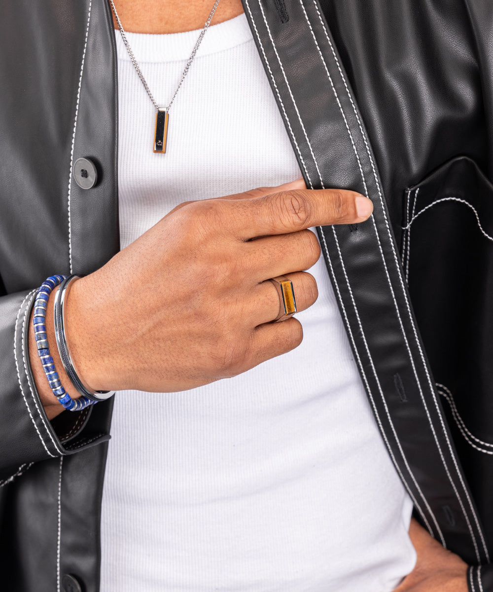 Signet Ring 7mm Tiger Eye | Silver