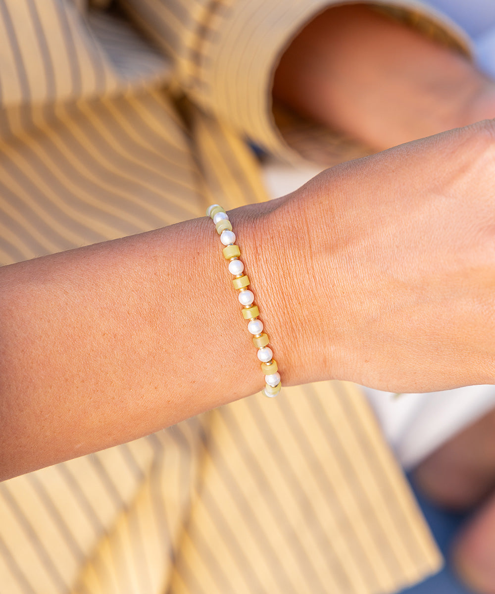 Brontide 4 mm Yellow Jade - Pearl | Gold