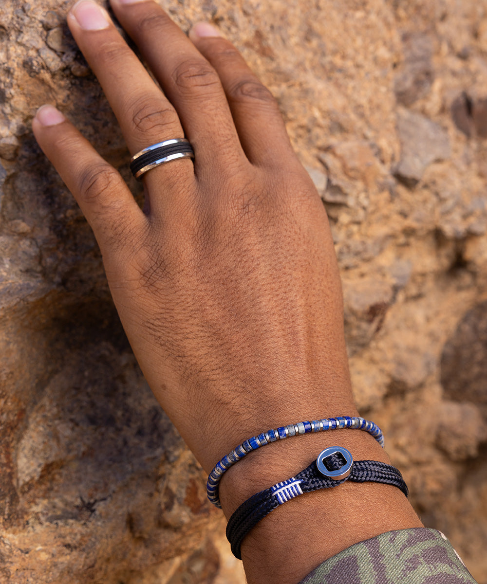 Navarch 8mm Wrap Ring Navy | Silver