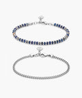 925 Sterling Silver Brontide Lapis Lazuli & Curb Chain Set