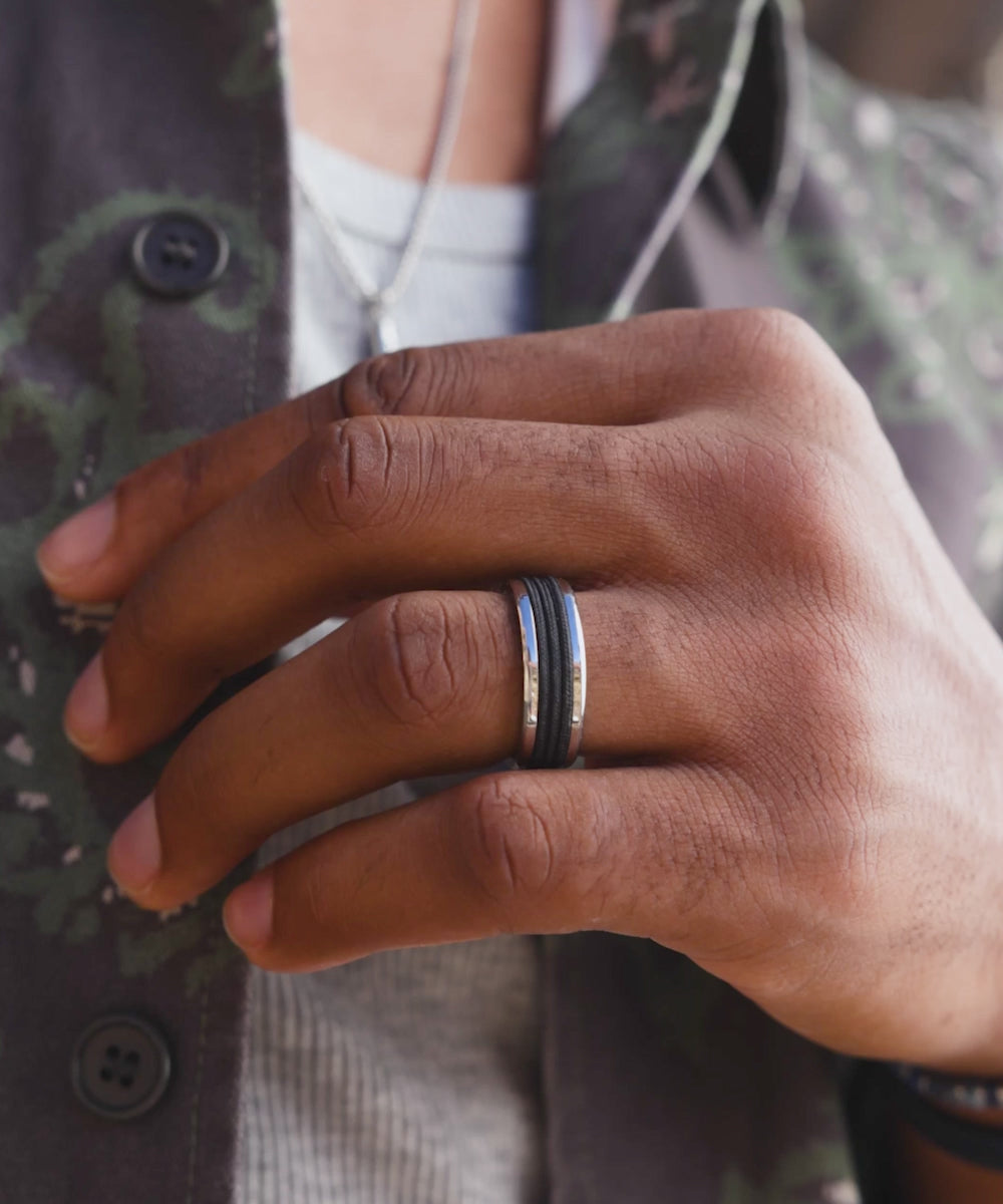 Navarch 8mm Wrap Ring Navy | Silver